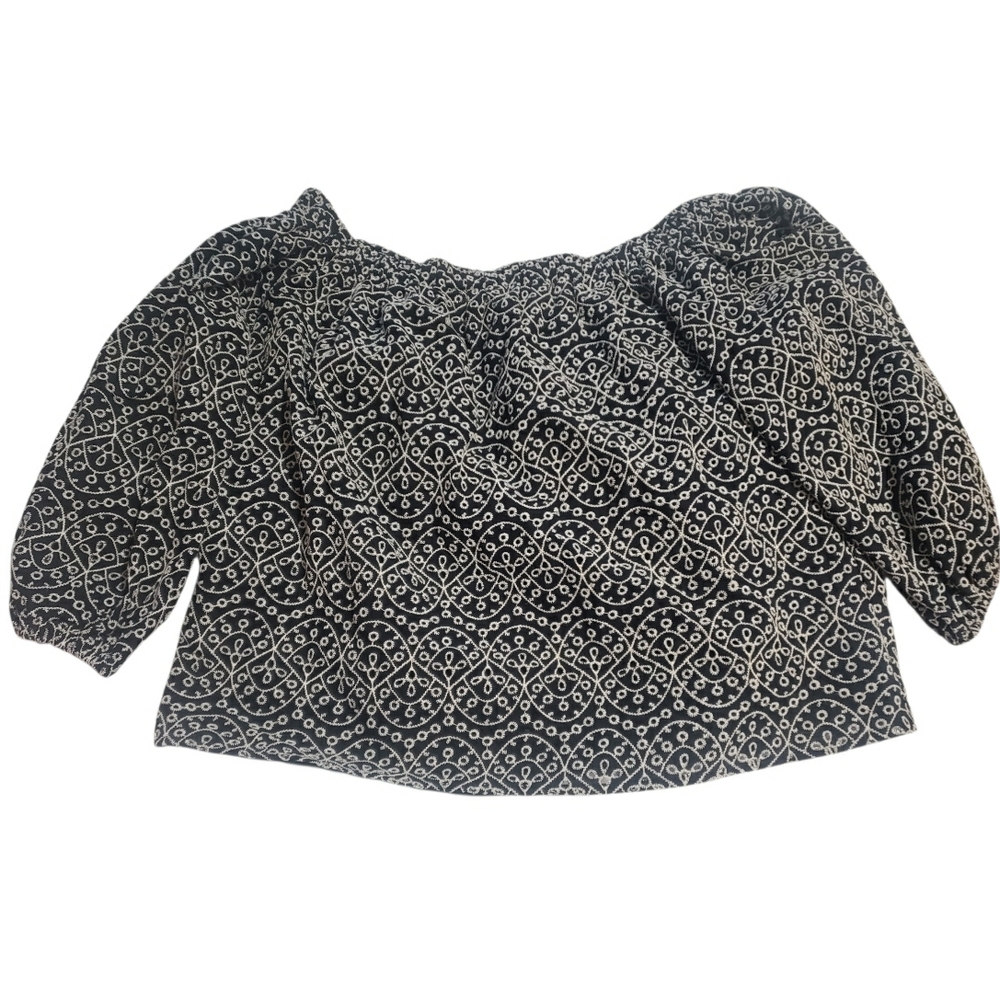 Express Black and White Off-Shoulder Patterned Blouse